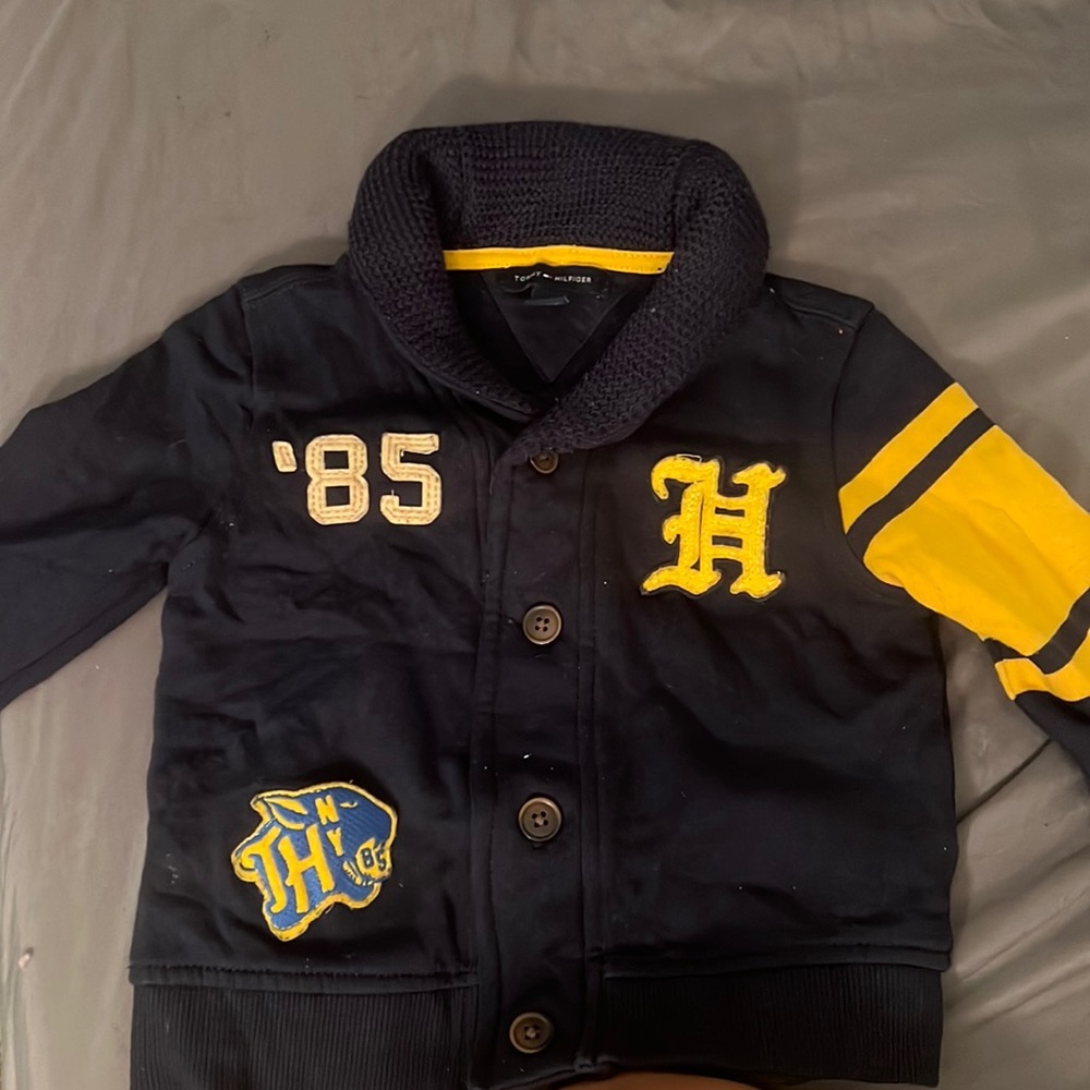 Tommy Hilfiger cardigan navy and yellow size 18M